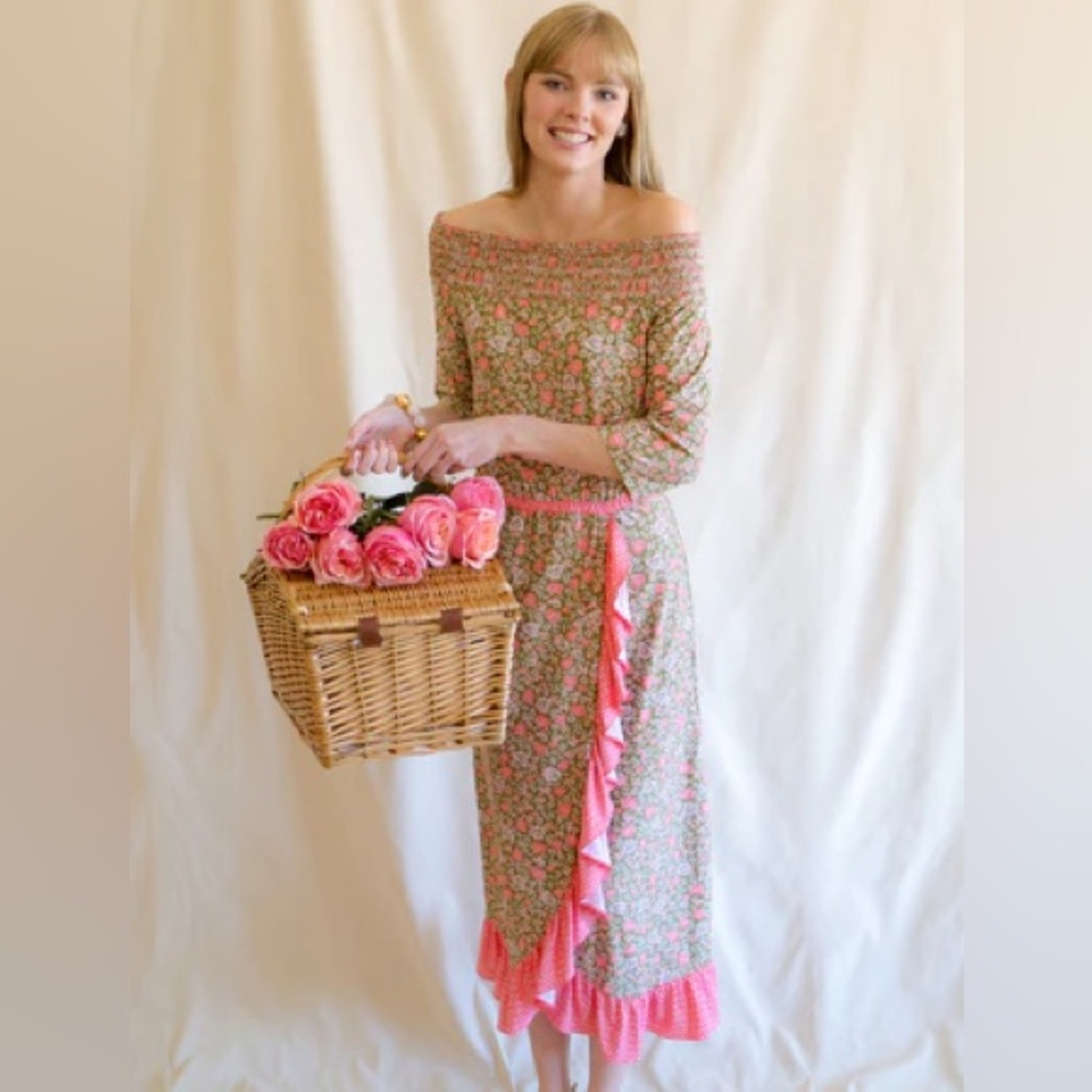 UPF 50 Cabana Life Jetties Beach Off The Shoulder Maxi Dress Size Small